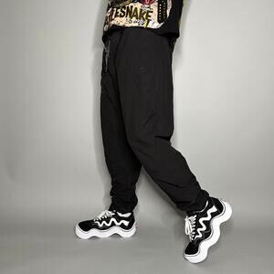 Vintage Y2K Eddie Bauer Joggers Mens M Black Polyester Sweatpants Elastic Cuffs